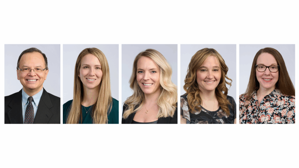 The Elliot Welcomes Five New Providers: Jose Lozano, MD; Georgia Plamondon, PA-C; Allison Kalil, PA-C; Rebecca Morley, APRN; and Jennifer Branson, APRN